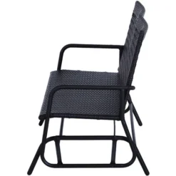 OUTSUNNY Banc à Bascule De Jardin 2 Places Style Cosy Chic Métal époxy Résine Tressée Imitation Rotin Noir -Promos Verde Rêverie Boutique 30164080 5