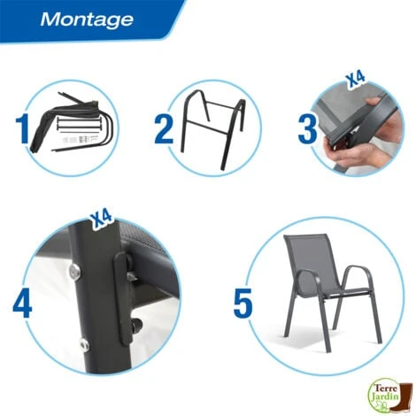 Chaises De Jardin Textilène - X 4 7 Chaises De Jardin Textilène - X 4 – Image 5