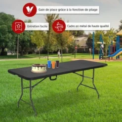 AREBOS Table Pliante Table De Buffet Look Rotin Table De Jardin Table De Camping 9 AREBOS Table Pliante Table De Buffet Look Rotin Table De Jardin Table De Camping -Promos Verde Rêverie Boutique 30190793 3