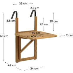 Kave Home - Table De Balcon Rabattable Amarilis En Bois Massif D'acacia 40 X 42 Cm FSC 100% 9 Kave Home - Table De Balcon Rabattable Amarilis En Bois Massif D'acacia 40 X 42 Cm FSC 100% -Promos Verde Rêverie Boutique 30319434 4