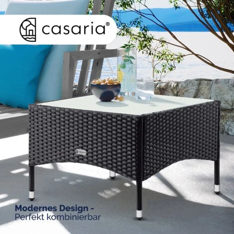 Table D’appoint En Polyrotin Table Basse Avec Plaque En Verre Petite Table De Jardin En Résine Tressée M1 - 58x58x42cm (de) 4 Table D’appoint En Polyrotin Table Basse Avec Plaque En Verre Petite Table De Jardin En Résine Tressée M1 - 58x58x42cm (de) – Image 2