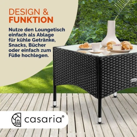 Table D’appoint En Polyrotin Table Basse Avec Plaque En Verre Petite Table De Jardin En Résine Tressée M1 - 58x58x42cm (de) 6 Table D’appoint En Polyrotin Table Basse Avec Plaque En Verre Petite Table De Jardin En Résine Tressée M1 - 58x58x42cm (de) – Image 4
