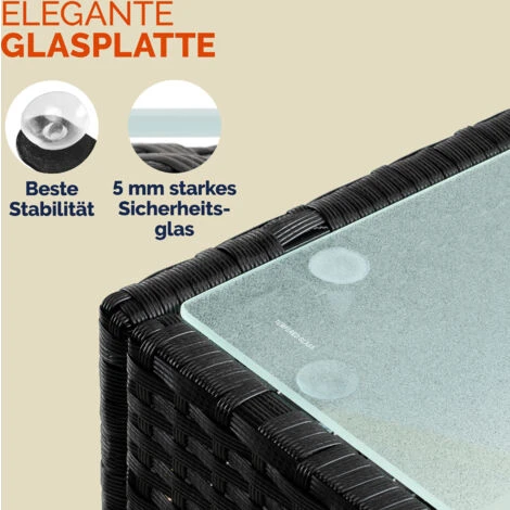 Table D’appoint En Polyrotin Table Basse Avec Plaque En Verre Petite Table De Jardin En Résine Tressée M1 - 58x58x42cm (de) 7 Table D’appoint En Polyrotin Table Basse Avec Plaque En Verre Petite Table De Jardin En Résine Tressée M1 - 58x58x42cm (de) – Image 5
