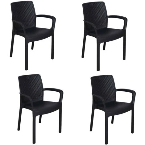 Dmora Chaise D’extérieur Viterbo, Chaise De Jardin, Chaise Pour Table à Manger, Fauteuil D'extérieur Effet Rotin, 100% Made In Italy, Ensemble De 4, Cm 54x60h82, Anthracite, Avec Emballage Renforcé 4 Dmora Chaise D’extérieur Viterbo, Chaise De Jardin, Chaise Pour Table à Manger, Fauteuil D'extérieur Effet Rotin, 100% Made In Italy, Ensemble De 4, Cm 54x60h82, Anthracite, Avec Emballage Renforcé – Image 2