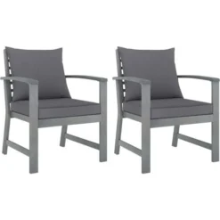 Chaises De Jardin 2 Pcs Avec Coussins Gris Foncé Bois D'acacia VidaXL
