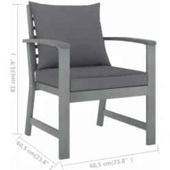 Chaises De Jardin 2 Pcs Avec Coussins Gris Foncé Bois D'acacia VidaXL -Promos Verde Rêverie Boutique 30512872 3