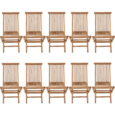 SALENTO - Lot De 10 Chaises De Jardin Pliantes En Teck Pour L'Extérieur Teinte Naturelle 3 SALENTO - Lot De 10 Chaises De Jardin Pliantes En Teck Pour L'Extérieur Teinte Naturelle