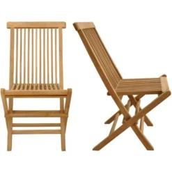 SALENTO - Lot De 10 Chaises De Jardin Pliantes En Teck Pour L'Extérieur Teinte Naturelle 8 SALENTO - Lot De 10 Chaises De Jardin Pliantes En Teck Pour L'Extérieur Teinte Naturelle -Promos Verde Rêverie Boutique 30533805 2