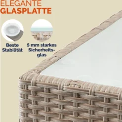 Table D’appoint En Polyrotin Table Basse Avec Plaque En Verre Petite Table De Jardin En Résine Tressée M2 - 58x58x42cm (de) 11 Table D’appoint En Polyrotin Table Basse Avec Plaque En Verre Petite Table De Jardin En Résine Tressée M2 - 58x58x42cm (de) -Promos Verde Rêverie Boutique 30858092 5