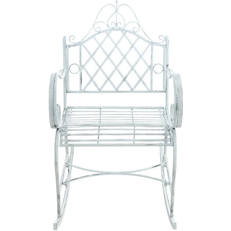 Chaise à Bascule Ansan En Fer Antique/blanc 4 Chaise à Bascule Ansan En Fer Antique/blanc – Image 2