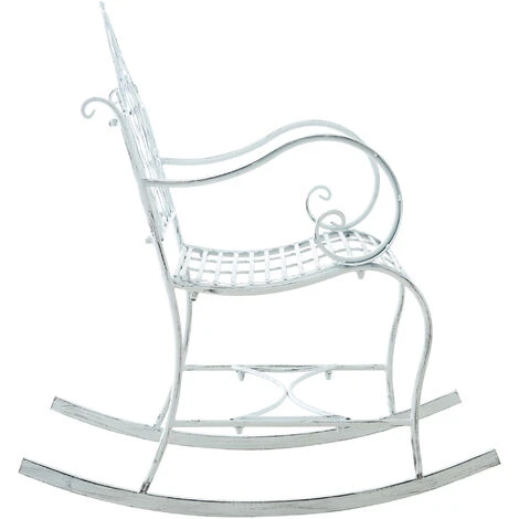 Chaise à Bascule Ansan En Fer Antique/blanc 5 Chaise à Bascule Ansan En Fer Antique/blanc – Image 3