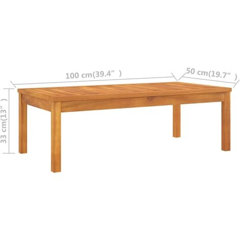 Table Basse 100x50x33 Cm Bois D'acacia Solide VidaXL 5 Table Basse 100x50x33 Cm Bois D'acacia Solide VidaXL – Image 3