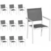 Lot De 10 Chaises En Aluminium Blanc - Textilène Gris -Promos Verde Rêverie Boutique 31047406 1