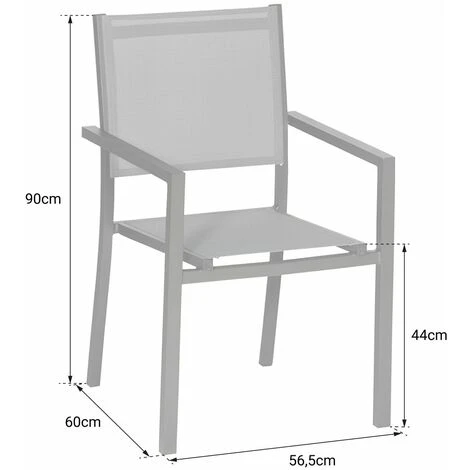 Lot De 10 Chaises En Aluminium Blanc - Textilène Gris 6 Lot De 10 Chaises En Aluminium Blanc - Textilène Gris – Image 4