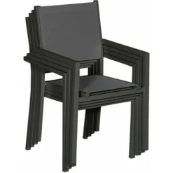 Lot De 10 Chaises En Aluminium Anthracite - Textilène Gris 9 Lot De 10 Chaises En Aluminium Anthracite - Textilène Gris -Promos Verde Rêverie Boutique 31450757 3