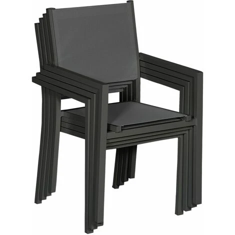 Lot De 10 Chaises En Aluminium Anthracite - Textilène Gris 5 Lot De 10 Chaises En Aluminium Anthracite - Textilène Gris – Image 3