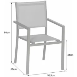 Lot De 10 Chaises En Aluminium Anthracite - Textilène Gris 10 Lot De 10 Chaises En Aluminium Anthracite - Textilène Gris -Promos Verde Rêverie Boutique 31450757 4