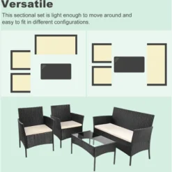 Salon De Jardin En Imitation Résine Tressée, Ensemble De 4 Meubles De Jardin En Rotin Noir 10 Salon De Jardin En Imitation Résine Tressée, Ensemble De 4 Meubles De Jardin En Rotin Noir -Promos Verde Rêverie Boutique 31579157 4