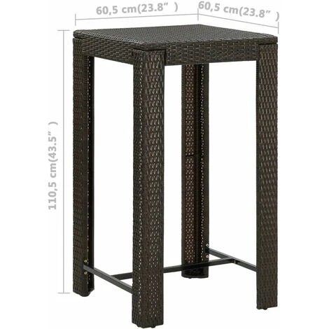 Meuble De Bar De Jardin 3 Pcs Et Coussins Résine Tressée Marron VidaXL 5 Meuble De Bar De Jardin 3 Pcs Et Coussins Résine Tressée Marron VidaXL – Image 3
