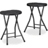 Relaxdays Tabouret De Jardin Lot De 2 BASTIAN Pliant Plastique Optique Rotin Balcon Terrasse Rond Résistant HxlxP: 45 X 32,5 X 29 Cm, Noir -Promos Verde Rêverie Boutique 31791386 1