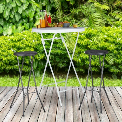 Relaxdays Tabouret Pliant De Jardin BASTIAN Lot De 2 Sans Dossier Résistant Hauteur 80 Cm Chaise De Bar Plastique Optique Rotin, Noir 4 Relaxdays Tabouret Pliant De Jardin BASTIAN Lot De 2 Sans Dossier Résistant Hauteur 80 Cm Chaise De Bar Plastique Optique Rotin, Noir – Image 2