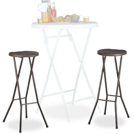 Relaxdays Tabouret Pliant De Jardin BASTIAN Lot De 2 Sans Dossier Résistant Hauteur 80 Cm Chaise De Bar Plastique Optique Rotin, Marron 1 Relaxdays Tabouret Pliant De Jardin BASTIAN Lot De 2 Sans Dossier Résistant Hauteur 80 Cm Chaise De Bar Plastique Optique Rotin, Marron -Promos Verde Rêverie Boutique 31791402 1