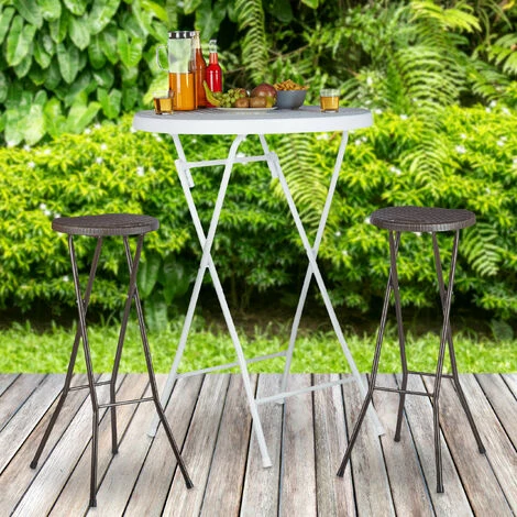Relaxdays Tabouret Pliant De Jardin BASTIAN Lot De 2 Sans Dossier Résistant Hauteur 80 Cm Chaise De Bar Plastique Optique Rotin, Marron 4 Relaxdays Tabouret Pliant De Jardin BASTIAN Lot De 2 Sans Dossier Résistant Hauteur 80 Cm Chaise De Bar Plastique Optique Rotin, Marron – Image 2