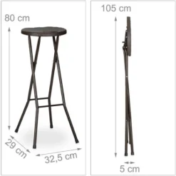 Relaxdays Tabouret Pliant De Jardin BASTIAN Lot De 2 Sans Dossier Résistant Hauteur 80 Cm Chaise De Bar Plastique Optique Rotin, Marron 10 Relaxdays Tabouret Pliant De Jardin BASTIAN Lot De 2 Sans Dossier Résistant Hauteur 80 Cm Chaise De Bar Plastique Optique Rotin, Marron -Promos Verde Rêverie Boutique 31791402 4