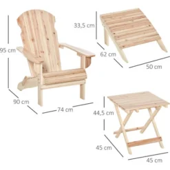 OUTSUNNY Fauteuil De Jardin Adirondack Pliable Avec Repose-pied Et Table Basse Bois Sapin Traité Naturel 9 OUTSUNNY Fauteuil De Jardin Adirondack Pliable Avec Repose-pied Et Table Basse Bois Sapin Traité Naturel -Promos Verde Rêverie Boutique 31805575 3