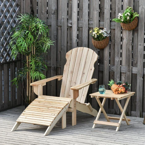 OUTSUNNY Fauteuil De Jardin Adirondack Pliable Avec Repose-pied Et Table Basse Bois Sapin Traité Naturel 6 OUTSUNNY Fauteuil De Jardin Adirondack Pliable Avec Repose-pied Et Table Basse Bois Sapin Traité Naturel – Image 4
