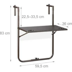Relaxdays Table Balcon Suspendue, Pliante, Réglable En Hauteur 3 Niveaux, Aspect Rotin, Résistante, 59,5 X 36 Cm, Marron 10 Relaxdays Table Balcon Suspendue, Pliante, Réglable En Hauteur 3 Niveaux, Aspect Rotin, Résistante, 59,5 X 36 Cm, Marron -Promos Verde Rêverie Boutique 31831315 4