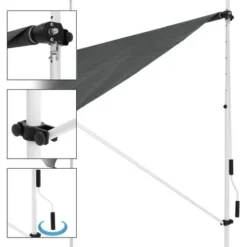 Store Banne Terrasse Balcon Auvent Rétractable Réglable 200x120cm Gris ML-Design 9 Store Banne Terrasse Balcon Auvent Rétractable Réglable 200x120cm Gris ML-Design -Promos Verde Rêverie Boutique 32040698 3