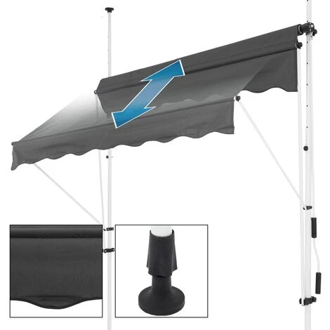 Store Banne Terrasse Balcon Auvent Rétractable Réglable 200x120cm Gris ML-Design 6 Store Banne Terrasse Balcon Auvent Rétractable Réglable 200x120cm Gris ML-Design – Image 4