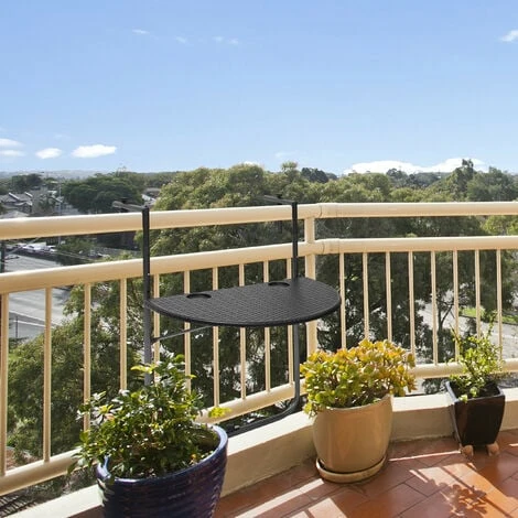 Relaxdays Table De Balcon Pliante Pliable Appoint Table Suspendue Rabattable BASTIAN Rotin Hauteur Réglable L X P: 60 X 40 Cm, Noir 4 Relaxdays Table De Balcon Pliante Pliable Appoint Table Suspendue Rabattable BASTIAN Rotin Hauteur Réglable L X P: 60 X 40 Cm, Noir – Image 2