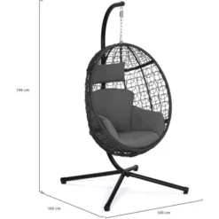 Fauteuil Oeuf Suspendu Ajouré Gris Avec Coussin Gris -Promos Verde Rêverie Boutique 32168679 5