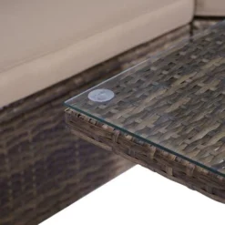 Canapé De Jardin à 6 Places LED 230cm Auvent Pliable En Marron / Beige - Salon De Jardin 6 Places De BRAST 9 Canapé De Jardin à 6 Places LED 230cm Auvent Pliable En Marron / Beige - Salon De Jardin 6 Places De BRAST -Promos Verde Rêverie Boutique 32578455 3