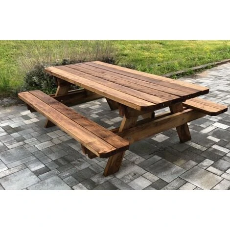 Table De Jardin & Pique-nique - 2.4m - 6-8 Personnes - Section Renforcée - Idéal Pour Dejeuner En Exterieur 4 Table De Jardin & Pique-nique - 2.4m - 6-8 Personnes - Section Renforcée - Idéal Pour Dejeuner En Exterieur – Image 2