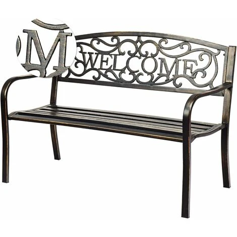 COSTWAY Banc De Jardin 3 Places Extérieur Cadre Métallique Style Ancien 127 X 63,5 X 89 Cm Résistant Aux Intempéries Charge 320kg 3 COSTWAY Banc De Jardin 3 Places Extérieur Cadre Métallique Style Ancien 127 X 63,5 X 89 Cm Résistant Aux Intempéries Charge 320kg