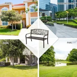 COSTWAY Banc De Jardin 3 Places Extérieur Cadre Métallique Style Ancien 127 X 63,5 X 89 Cm Résistant Aux Intempéries Charge 320kg 9 COSTWAY Banc De Jardin 3 Places Extérieur Cadre Métallique Style Ancien 127 X 63,5 X 89 Cm Résistant Aux Intempéries Charge 320kg -Promos Verde Rêverie Boutique 33186217 3