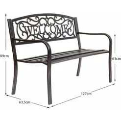 COSTWAY Banc De Jardin 3 Places Extérieur Cadre Métallique Style Ancien 127 X 63,5 X 89 Cm Résistant Aux Intempéries Charge 320kg 11 COSTWAY Banc De Jardin 3 Places Extérieur Cadre Métallique Style Ancien 127 X 63,5 X 89 Cm Résistant Aux Intempéries Charge 320kg -Promos Verde Rêverie Boutique 33186217 5