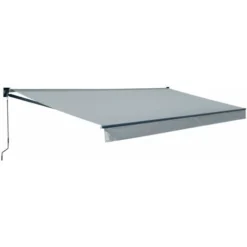 Store Banne SAULE 3,95 × 3m - Toile Grise Et Structure Grise