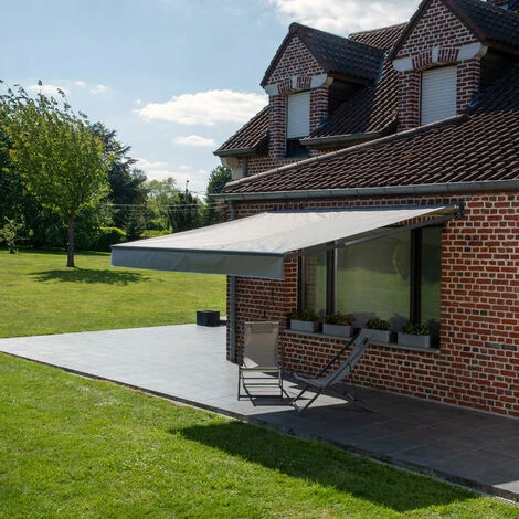 Store Banne SAULE 3,95 × 3m - Toile Grise Et Structure Grise 7 Store Banne SAULE 3,95 × 3m - Toile Grise Et Structure Grise – Image 5