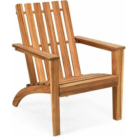 COSTWAY Chaise De Jardin/Adirondack En Acacia Certifié FSC Résistant Aux Intempéries Charge 160 Kg Salon Terrasse Balcon Naturel 3 COSTWAY Chaise De Jardin/Adirondack En Acacia Certifié FSC Résistant Aux Intempéries Charge 160 Kg Salon Terrasse Balcon Naturel