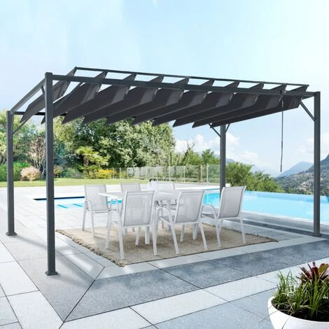 Pergola Lames Orientables CEFALU 3x4 M Gris Anthracite 4 Pergola Lames Orientables CEFALU 3x4 M Gris Anthracite – Image 2