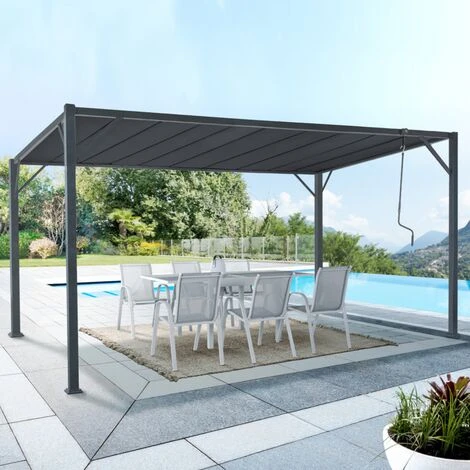 Pergola Lames Orientables CEFALU 3x4 M Gris Anthracite 5 Pergola Lames Orientables CEFALU 3x4 M Gris Anthracite – Image 3