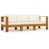 Canapé De Jardin 3 Places Et Coussins Blanc Crème Bois D'acacia VidaXL -Promos Verde Rêverie Boutique 34146539 1