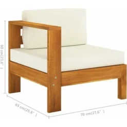 Canapé De Jardin 3 Places Et Coussins Blanc Crème Bois D'acacia VidaXL 9 Canapé De Jardin 3 Places Et Coussins Blanc Crème Bois D'acacia VidaXL -Promos Verde Rêverie Boutique 34146539 3