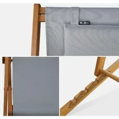 Chiliennes Bois - Creus - 2 Transats En Bois D'Eucalyptus Huilé Avec Coussin Repose-tête Gris Taupe 10 Chiliennes Bois - Creus - 2 Transats En Bois D'Eucalyptus Huilé Avec Coussin Repose-tête Gris Taupe -Promos Verde Rêverie Boutique 3426434 4