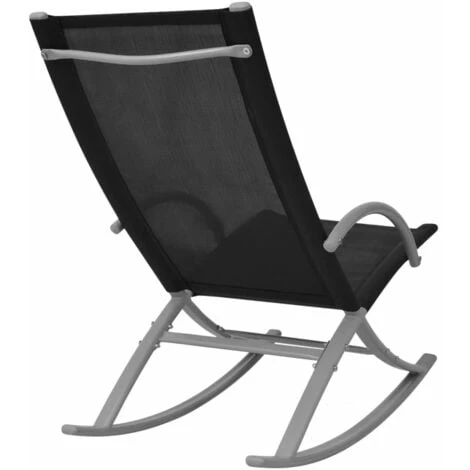 Chaises à Bascule De Jardin 2 Pcs Acier Et Textilène Noir VidaXL 6 Chaises à Bascule De Jardin 2 Pcs Acier Et Textilène Noir VidaXL – Image 4