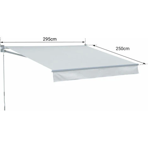 Store Banne SAULE 2,95 × 2,5m - Toile Rayée Blanche/grise Et Structure Blanche 6 Store Banne SAULE 2,95 × 2,5m - Toile Rayée Blanche/grise Et Structure Blanche – Image 4